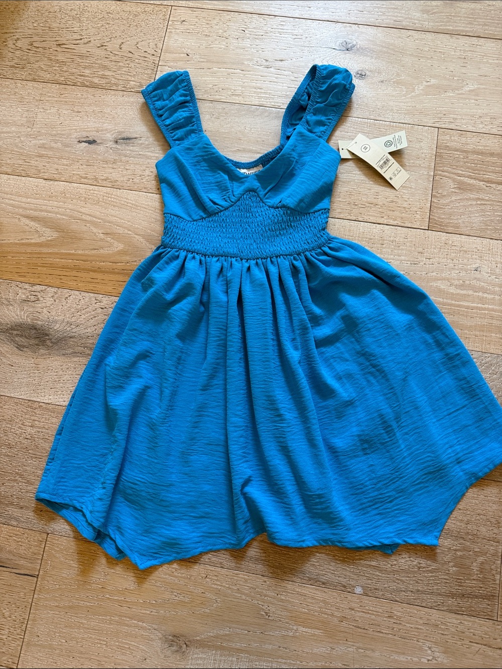 No Boundaries Bright Teal Smocked Waist Sundress